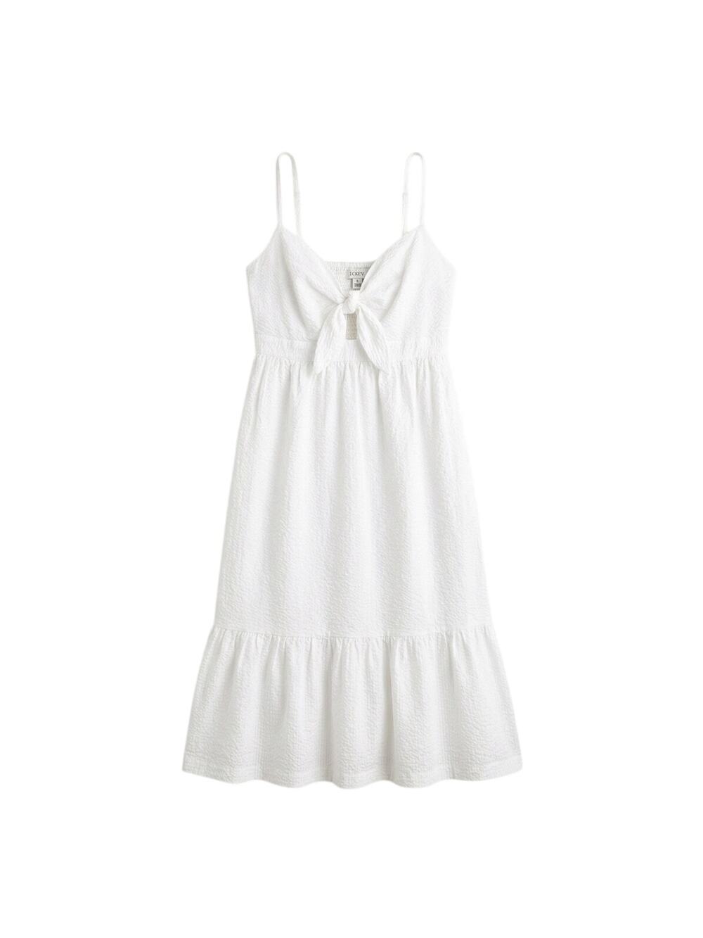 J. Crew White Seersucker Midi Dress Size 6